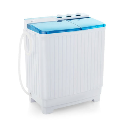 2de kansje Costway XXL Camping Wasmachine met dubbele trommel 7,5 Kg Was & 3 Kg Centrifugecapaciteit - Mini Wasmachine - Blauw