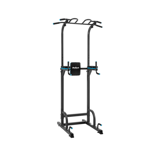 Rebel Active Multifunctioneel Pull Up Station en Krachtstation - Hoogteverstelling - Fitnessapparatuur Dip Station Verstelbaar 130kg - Zwart