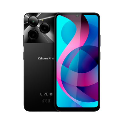 Kruger & Matz LIVE 12 Smartphone 6,74" 256 GB - 5G Android 14 - Inclusief Hoesje En Screenprotector - 5000 mAh-batterij - Zwart