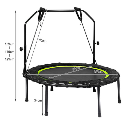 2de kansje Costway Opvouwbare Fitness Trampoline Met Weerstandsbanden - Mini Trampoline - Verstelbaar Zwart/Groen Ø102 cm