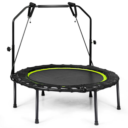 2de kansje Costway Opvouwbare Fitness Trampoline Met Weerstandsbanden - Mini Trampoline - Verstelbaar Zwart/Groen Ø102 cm