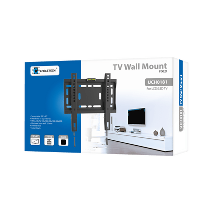 Cabletech Universele Televisie Muurbeugel voor LED LCD TV van 23 tot 42 Inch - Afstand tot de muur 25mm - Max Belastbaar Gewicht 50 kg
