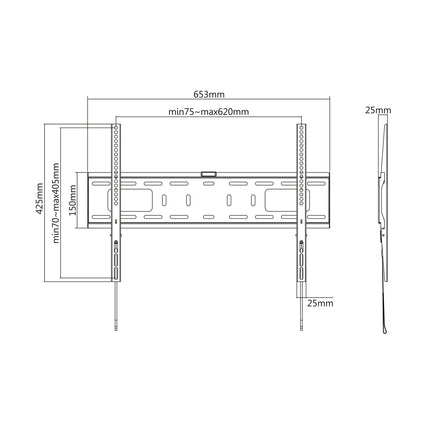 Cabletech Universele Televisie Muurbeugel Voor Led Lcd Tv Van 32'' Tot 70'' Inch - Kantelbaar - Max Belastbaar Gewicht 50 Kg