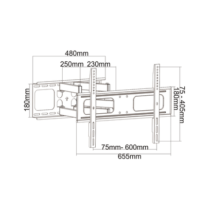 Cabletech Universele verstelbare Televisie Muurbeugel Voor Led / Plasma / Lcd Tv Van 37 - 80 Inch - Draaibaar en Kantelbaar