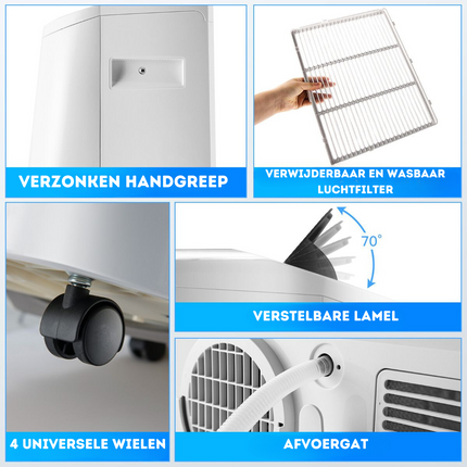 Costway 5-in-1 Mobiele Airco 16000 BTU met WIFI Bediening - Luchtontvochtiger Met Afstandsbediening - Verwarmen & Koelen - Ruimtes Tot 45m²