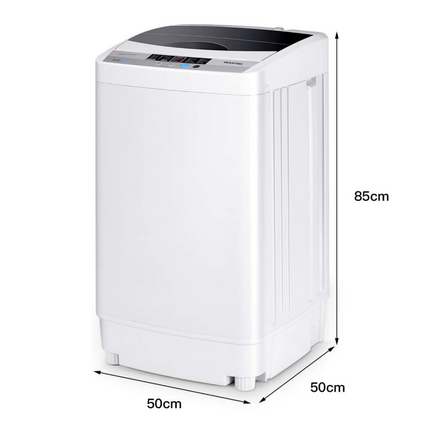 Costway Volautomatische Mini Wasmachine met Pomp, Display en centrifuge 4,5 kg - Mini Camping Wasmachine  -  Grijs 50 × 50 × 85 cm