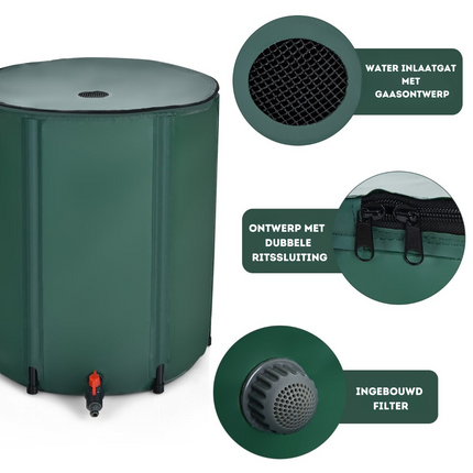 Trendmix 200 L Opvouwbare Regenwatertank/ Regenton - PVC met Aftapkraan en Filter  - Groen