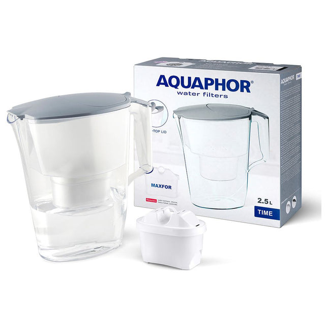 Aquaphor Time 2,5 l grijze filterkan met een B25 Maxfor 200 liter cartridge