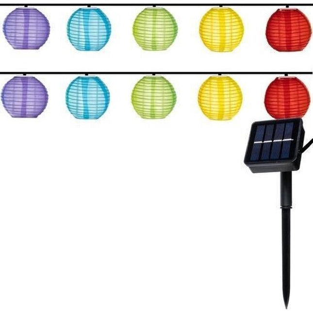 Lampion slinger feestverlichting op zonne-energie waterbestending LED 2,7m - multi-color - solar - 10 lampionnen