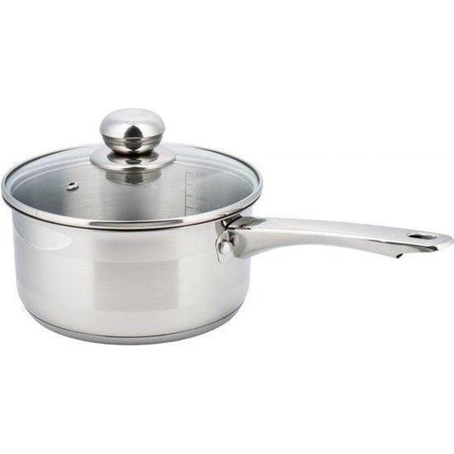 Kinghoff KH-4324 steelpan met glazen deksel RVS 18 x 10 cm 2.1L zilver