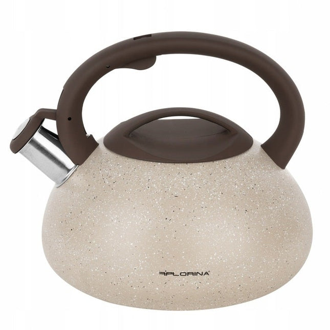 Florina Lava fluitketel RVS beige / bruin 2.5 Liter - ook geschikt voor inductie