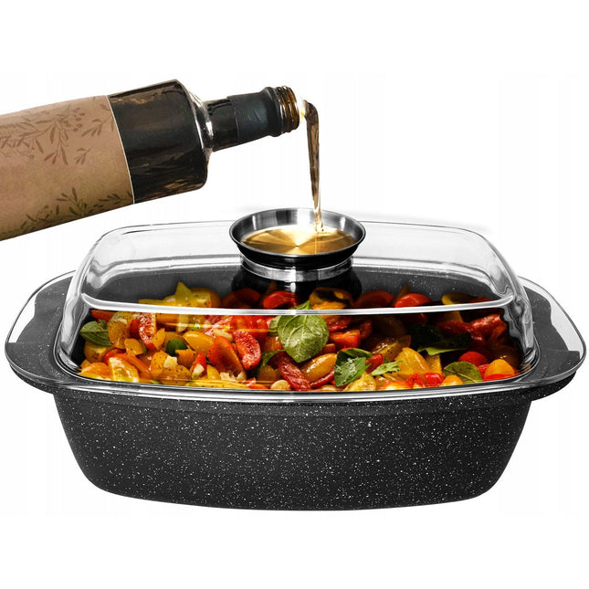 Meyerhoff aluminium braadpan met glazen deksel en aromatizer 6L MH-D15 zwart