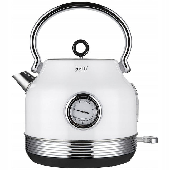 Botti Royal Line professionele waterkoker met thermometer klassiek design 1.7L 2200W wit/zilver