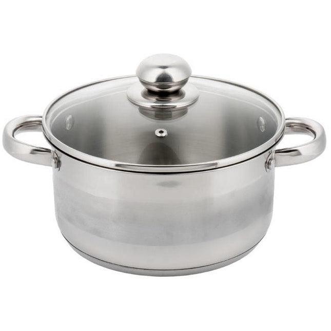 Kinghoff KH-4326 kleine kookpan met glazen deksel RVS 14 x 7 cm 1L zilver