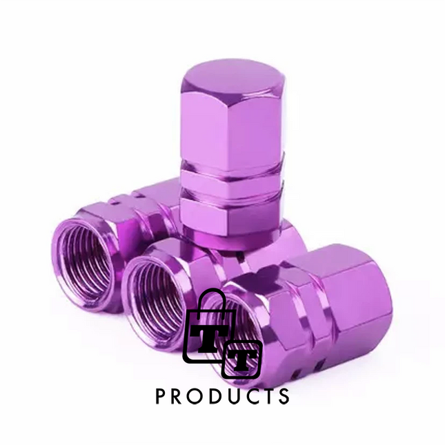 TT-products ventieldopppen hexagon purple aluminium 4 stuks paars