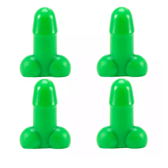 Tirecockz ventieldoppen cover penis / piemel siliconen 4 stuks groen