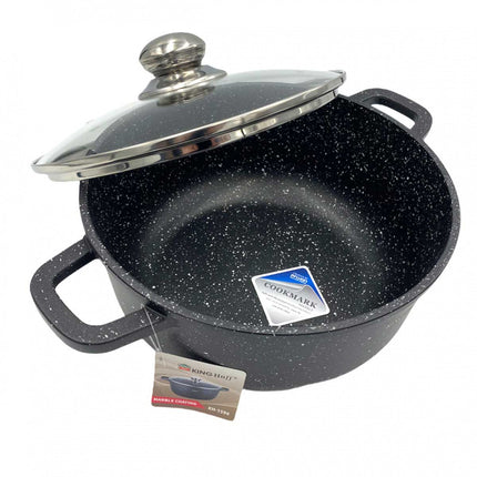 Kinghoff KH-1595 braadpan met marmeren coating 24 cm 4.5 liter zwart