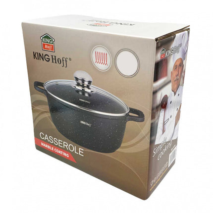 Kinghoff KH-1595 braadpan met marmeren coating 24 cm 4.5 liter zwart