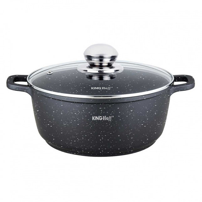 Kinghoff KH-1597 ronde braadpan met glazen deksel Ø 28 cm aluminium 6.8L - ook geschikt voor inductie