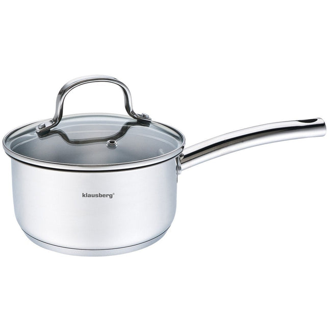 Klausberg 7210 steelpan/sauspan met deksel en maatverdeling 16 cm 1.8L