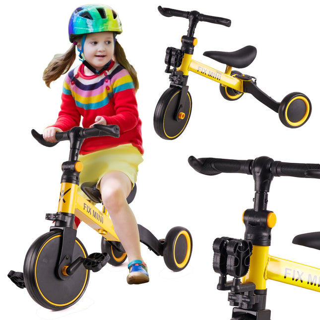 Fix Mini 3 in 1 driewieler trike met pedalen tot 30kg van 1,5 - 4 jaar oud geel / zwart