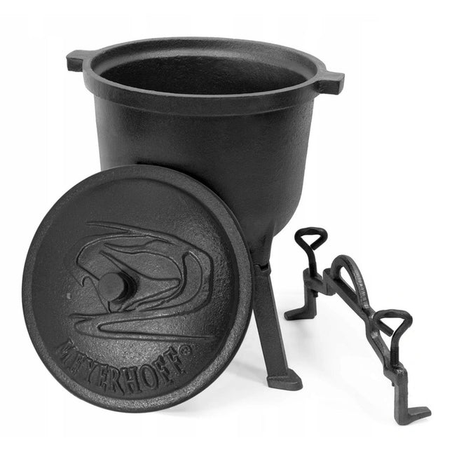 Meyerhoff outdoor Dutch oven gietijzeren pan/ heksenketel op hoge poot voor koken boven of op het kampvuur 10L