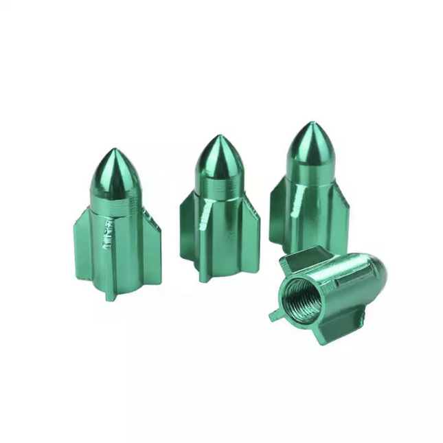 TT-products ventieldoppen Green Rockets aluminium 4 stuks Groen