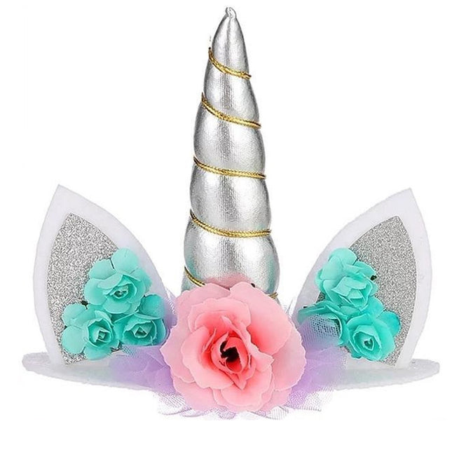 Unicorn cake topper eenhoorn taart versiering cake decoration zilver