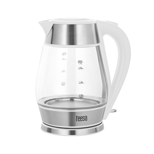 Teesa TSA1512W Elektrische glazen waterkoker 1,7 liter RVS/wit