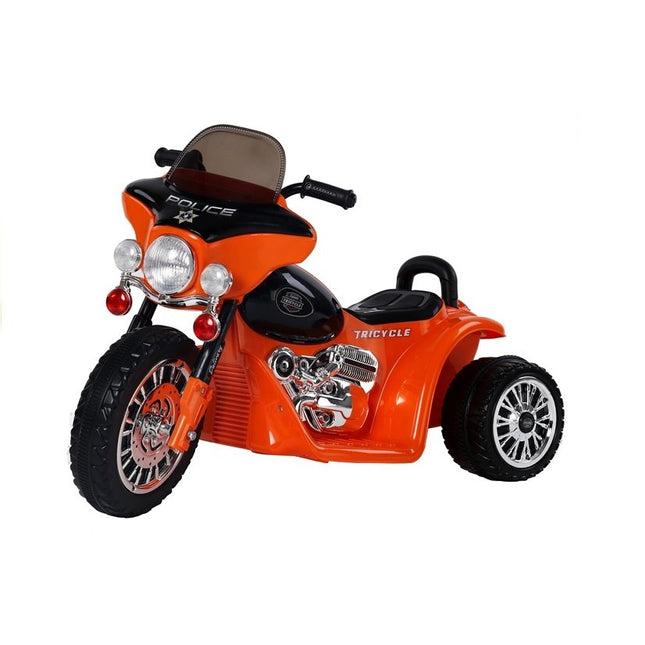 Elektrische politie chopper - trike - motor voor kinderen tot 25kg max 1-3 km/h oranje