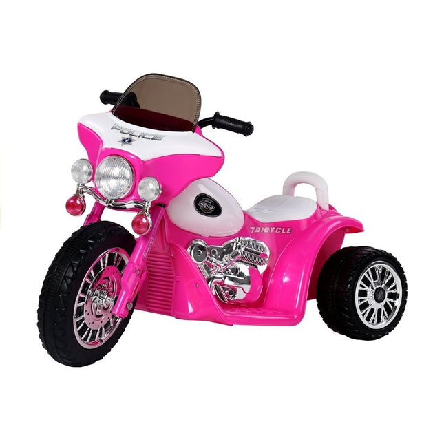 Elektrische politie chopper - trike - motor voor kinderen tot 25kg max 1-3 km/h roze