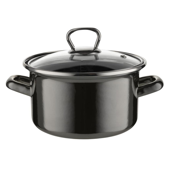 Emalia Metalico geëmailleerde kookpan inclusief deksel 16 cm 1.9 Liter grafiet