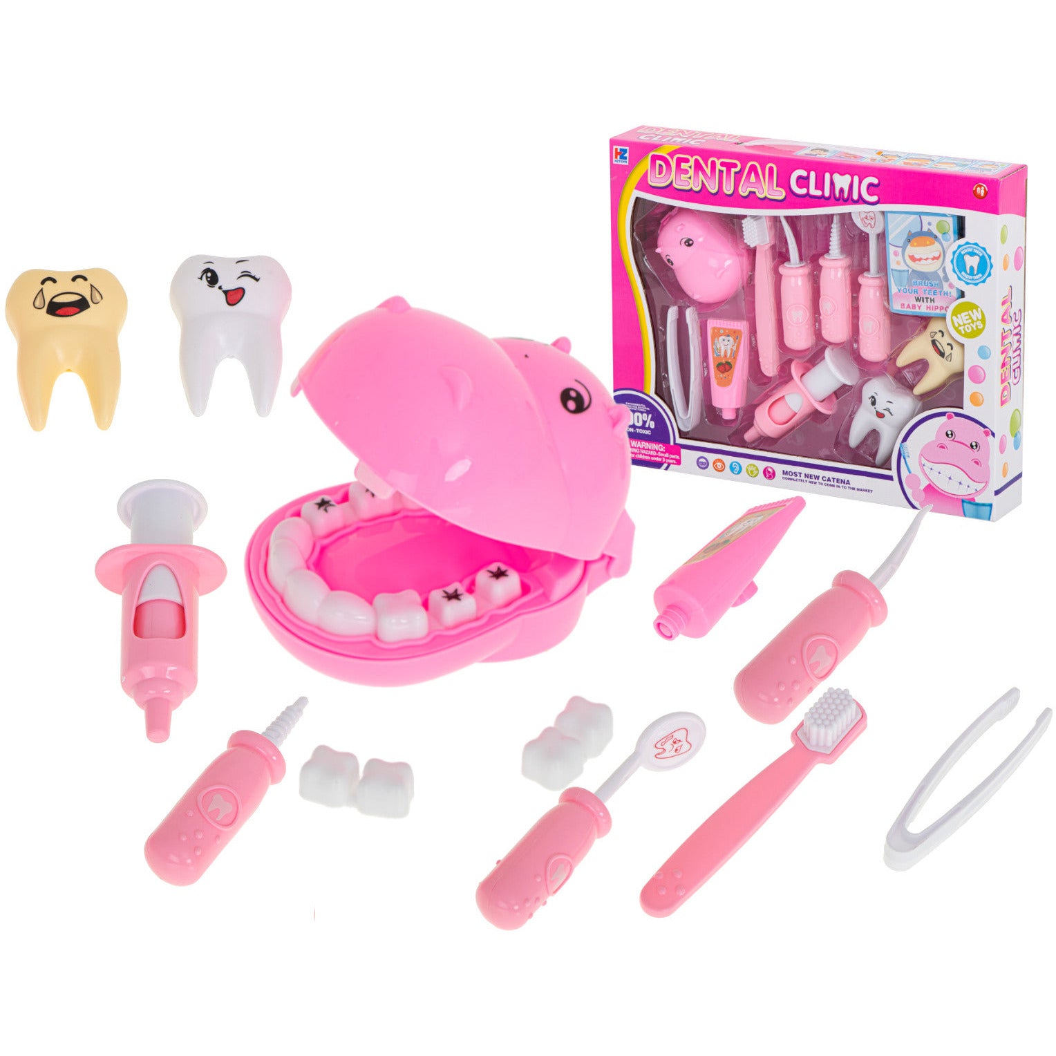 Arne timer foto 13-delige speelgoed tandarts medische set nijlpaard roze – Voordeelstore.nl