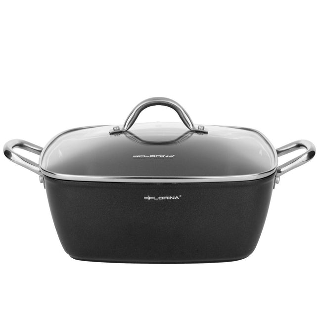 Florina Nelio vierkante kookpan braadpan 28 x 28 cm aluminium 6.1 Liter mat zwart - geschikt voor inductie