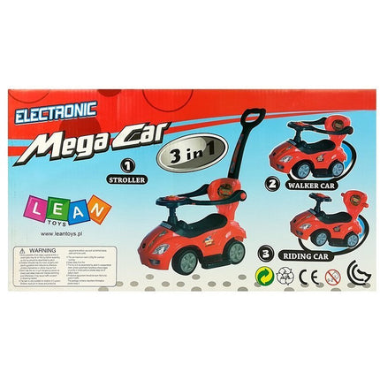 Mega Car 3 in 1 loopauto met duwstang - Groeit mee met je kind - Roze