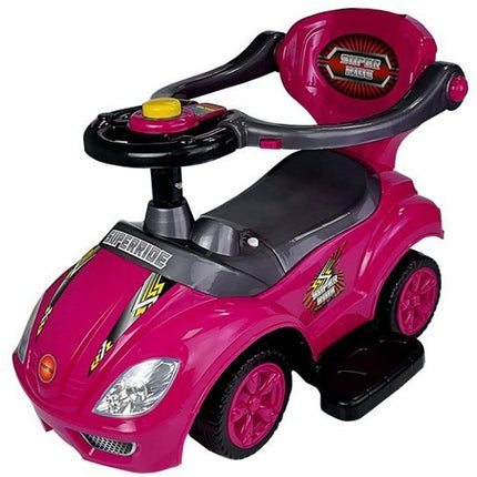 Mega Car 3 in 1 loopauto met duwstang - Groeit mee met je kind - Roze