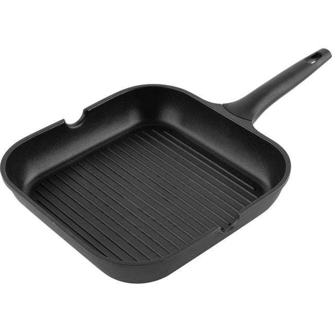 Florina Quatro proffesionele aluminium grillpan met dubbele antiaanbaklaag 28 x 28 cm zwart - geschikt voor inductie