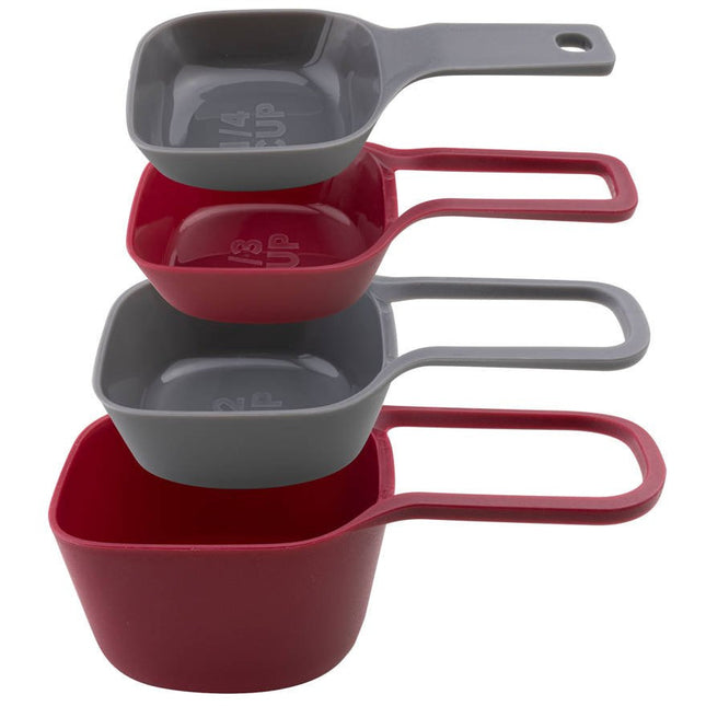 Florina multi smart maatlepel / maat cups 60, 80,125 en 250 ml rood/grijs kunststof