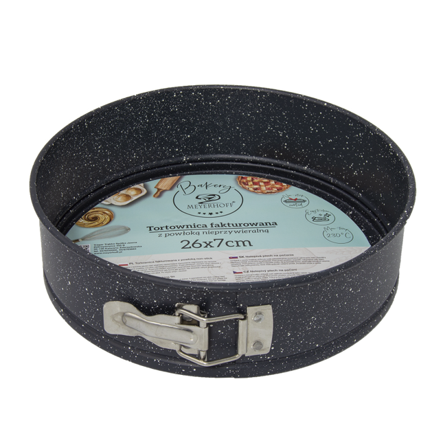 Meyerhoff Bakery ronde springvorm/ bakvorm met non stick coating 26 x 7 cm antraciet marmer